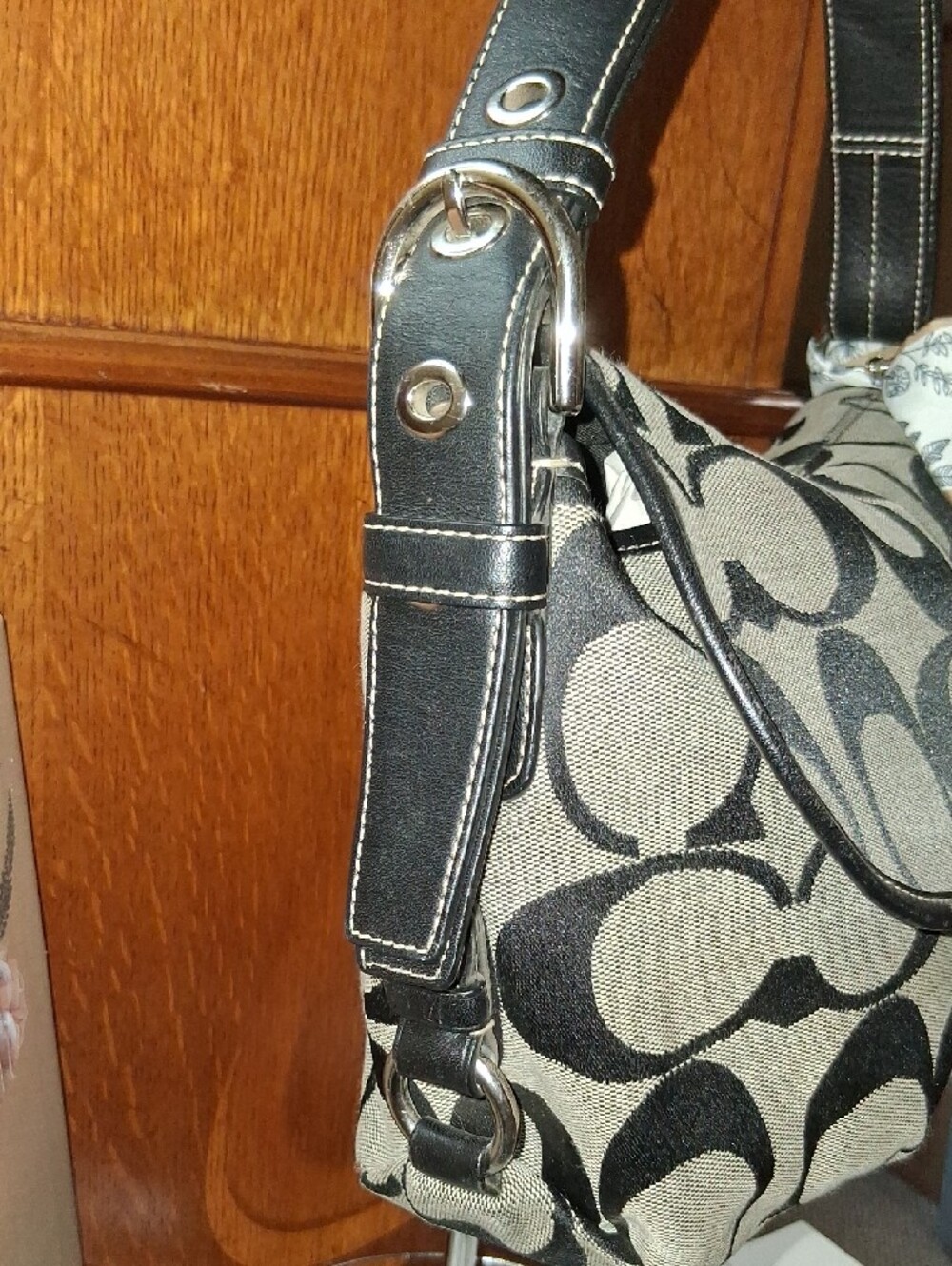 Coach Y2K Signature C Turnlock Flap Shoulder Bag Black & Gray #15171 EUC - Picture 4 of 11